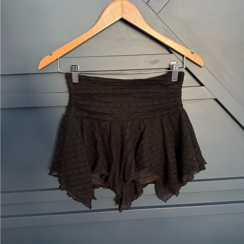Black Flowy Mini Skort